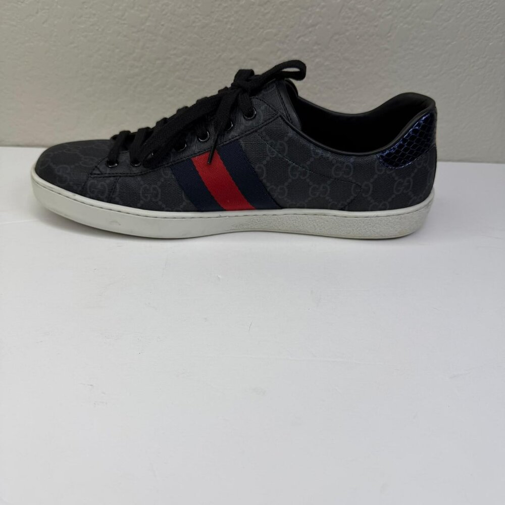Mens Gucci Ace GG Supreme Sneakers Black/Grey U.S. Size 10 - Picture 5 of 12